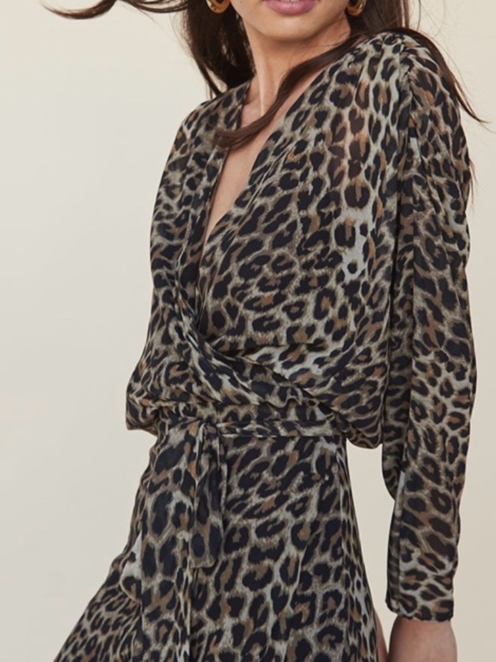 LPA Sheer Leopard Print Wrap Dress M